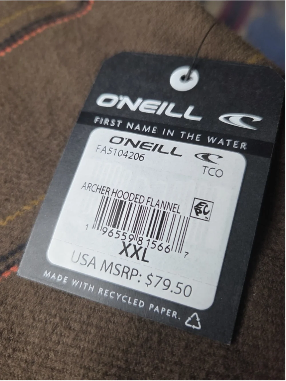 O'Neill Archer Hooded Flannel Shirt Jacket Men's XXL Brown Plaid NWT New #1771